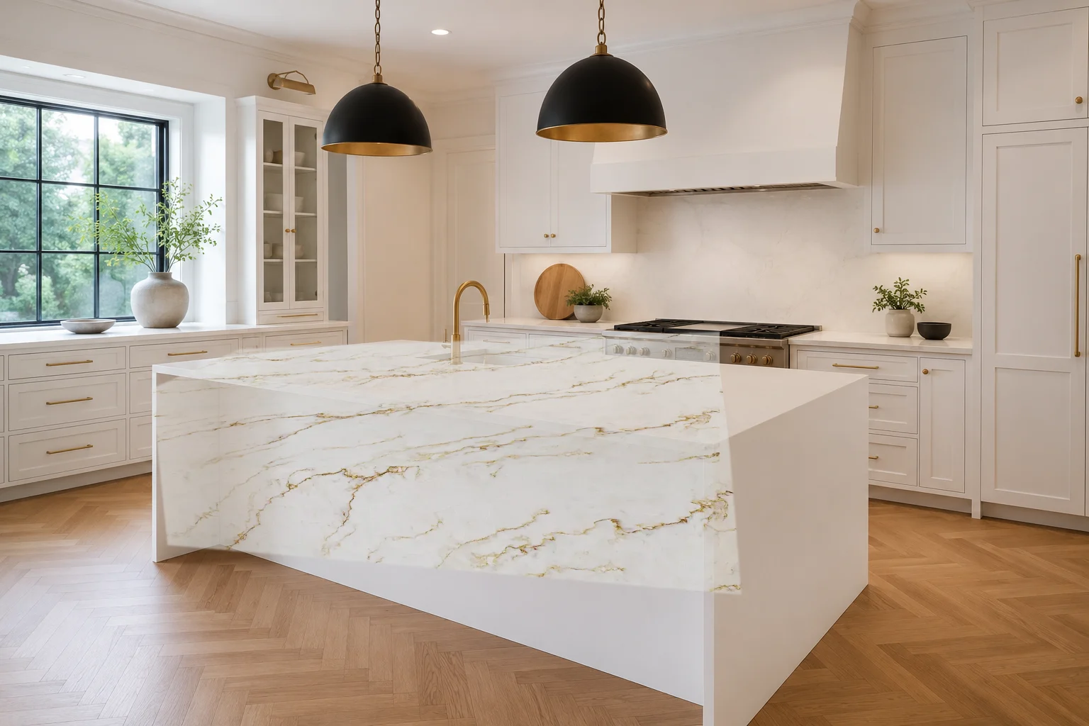 Photoreal kitchen with Golden Onyx