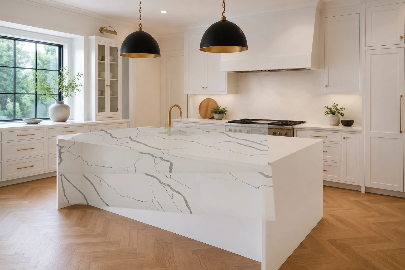 Photoreal kitchen with Bianco Calacatta