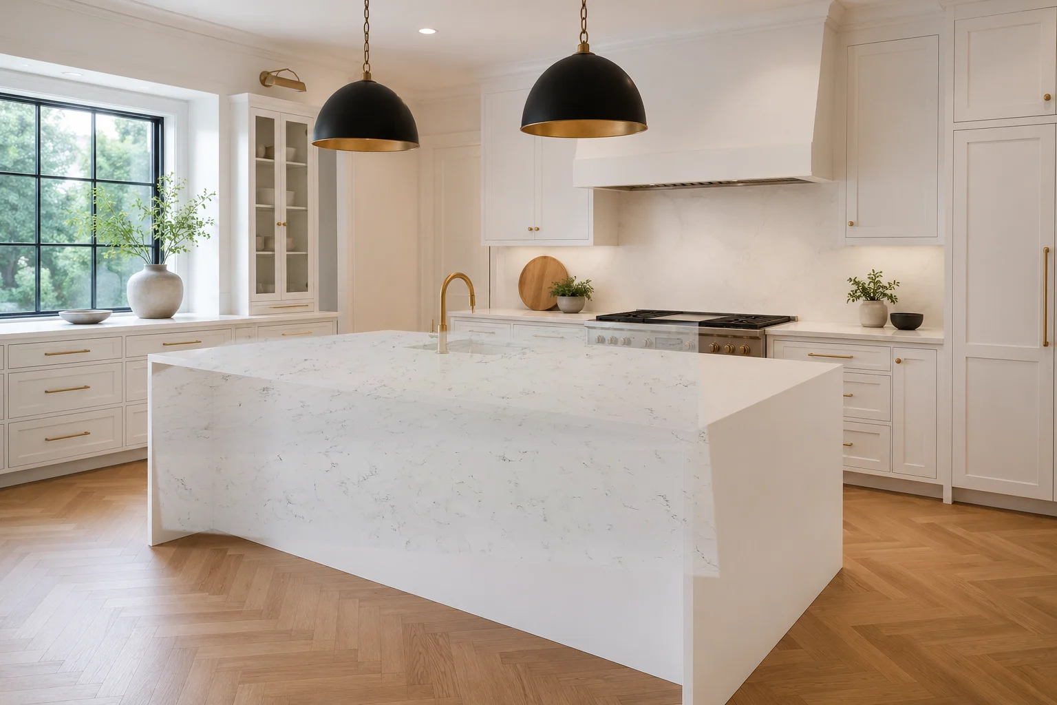 Photoreal kitchen with White Carrara