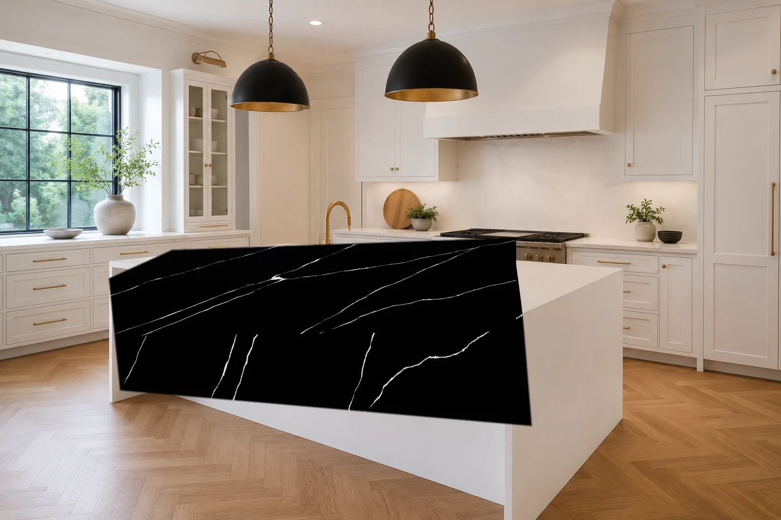 Photoreal kitchen with Nero Marquina