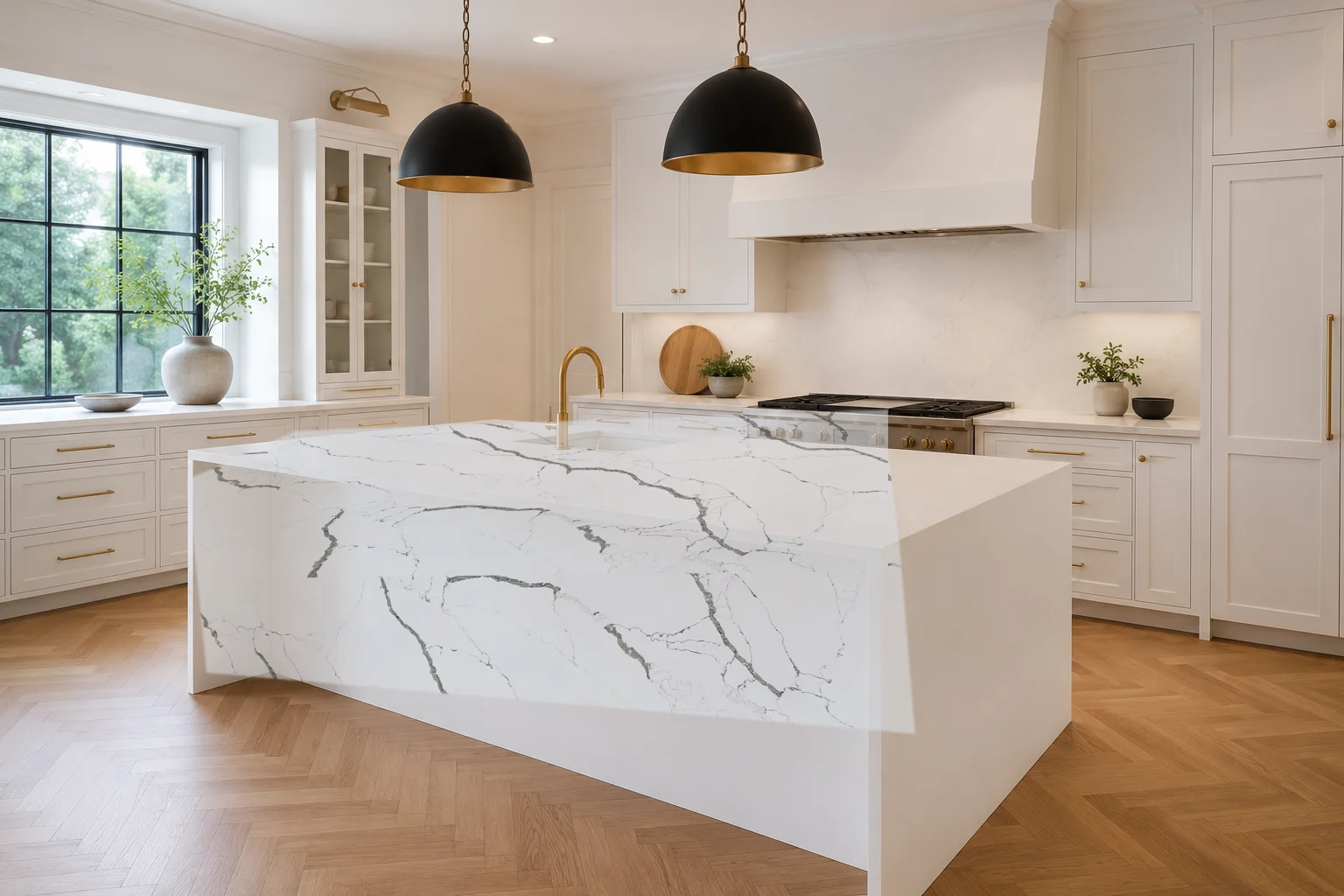 Photoreal kitchen with Bianco Calacatta